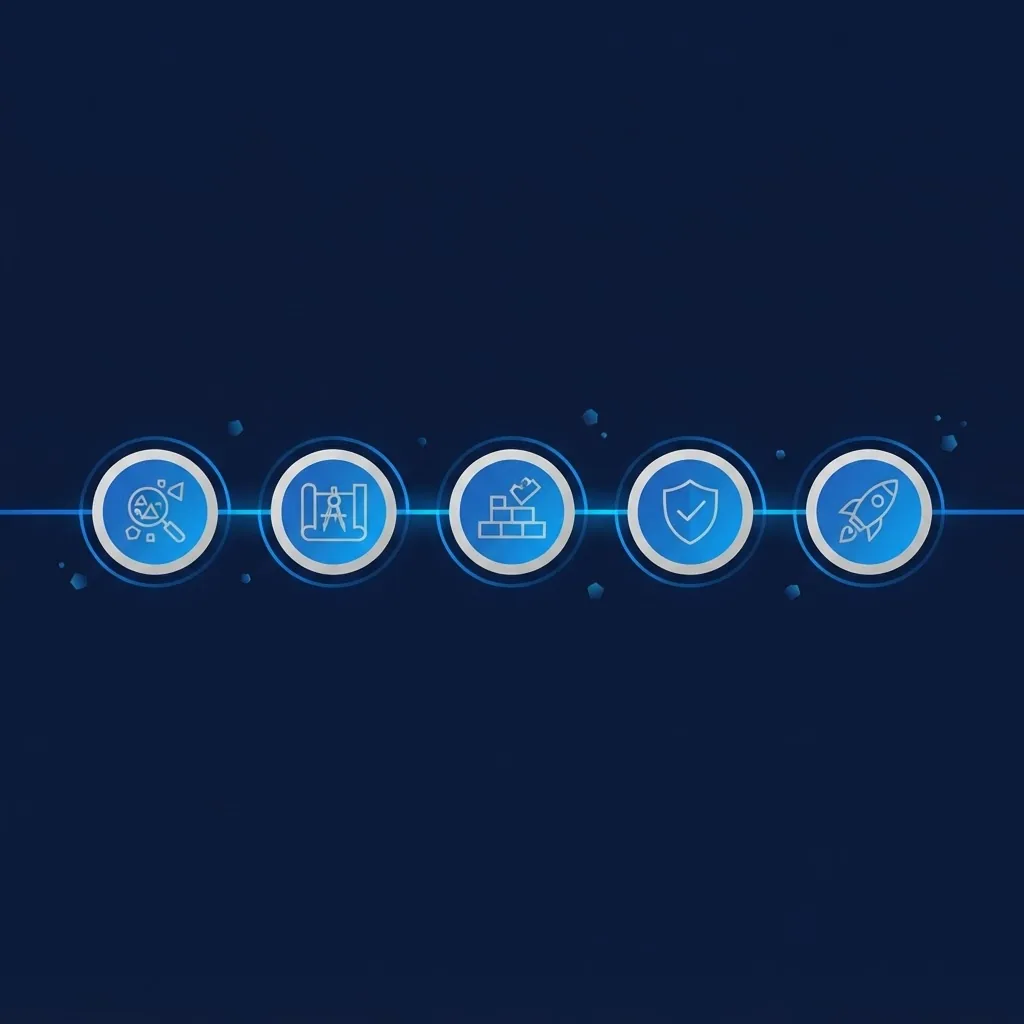 Five-stage desktop software development process from discovery to launch