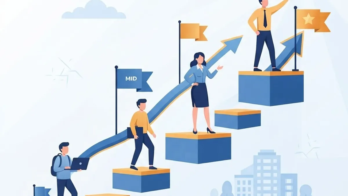 Developer career growth levels as ascending steps