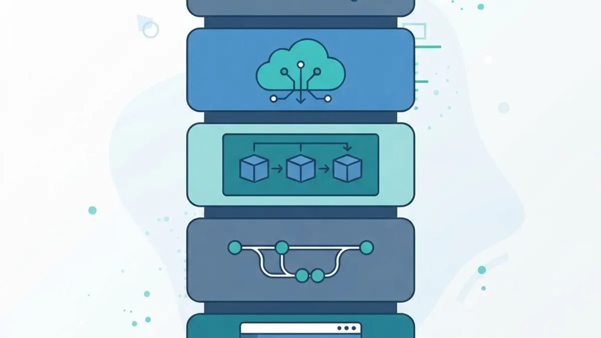 Developer tool stack shown as layered components
