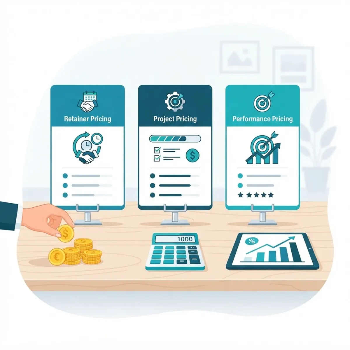 Comparison of digital marketing agency pricing models with cost analysis