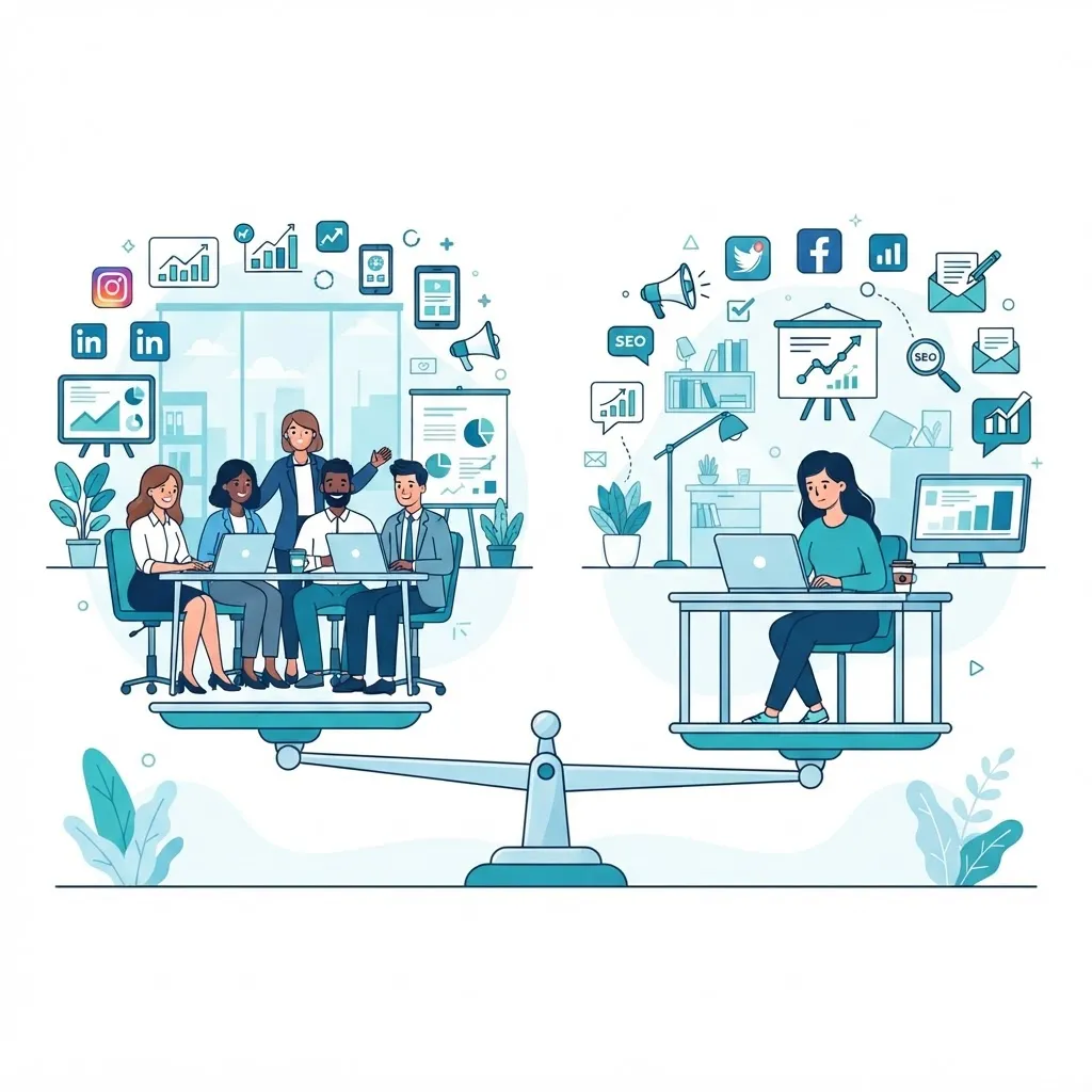 Digital marketing agency versus freelancer comparison