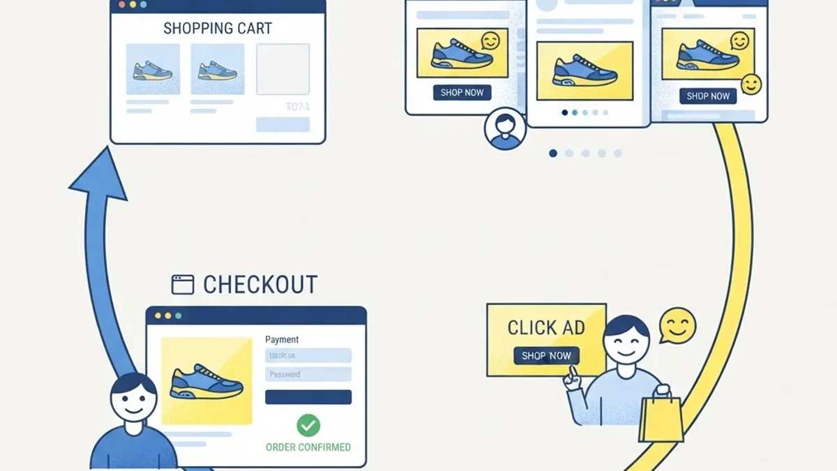 Remarketing conversion flow recovering abandoned visitors