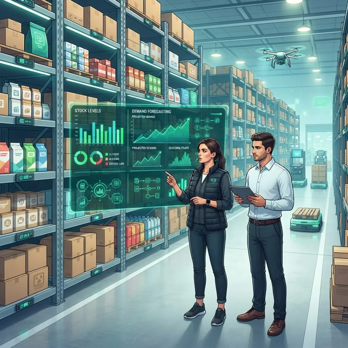 AI-powered retail inventory dashboards showing demand forecasting