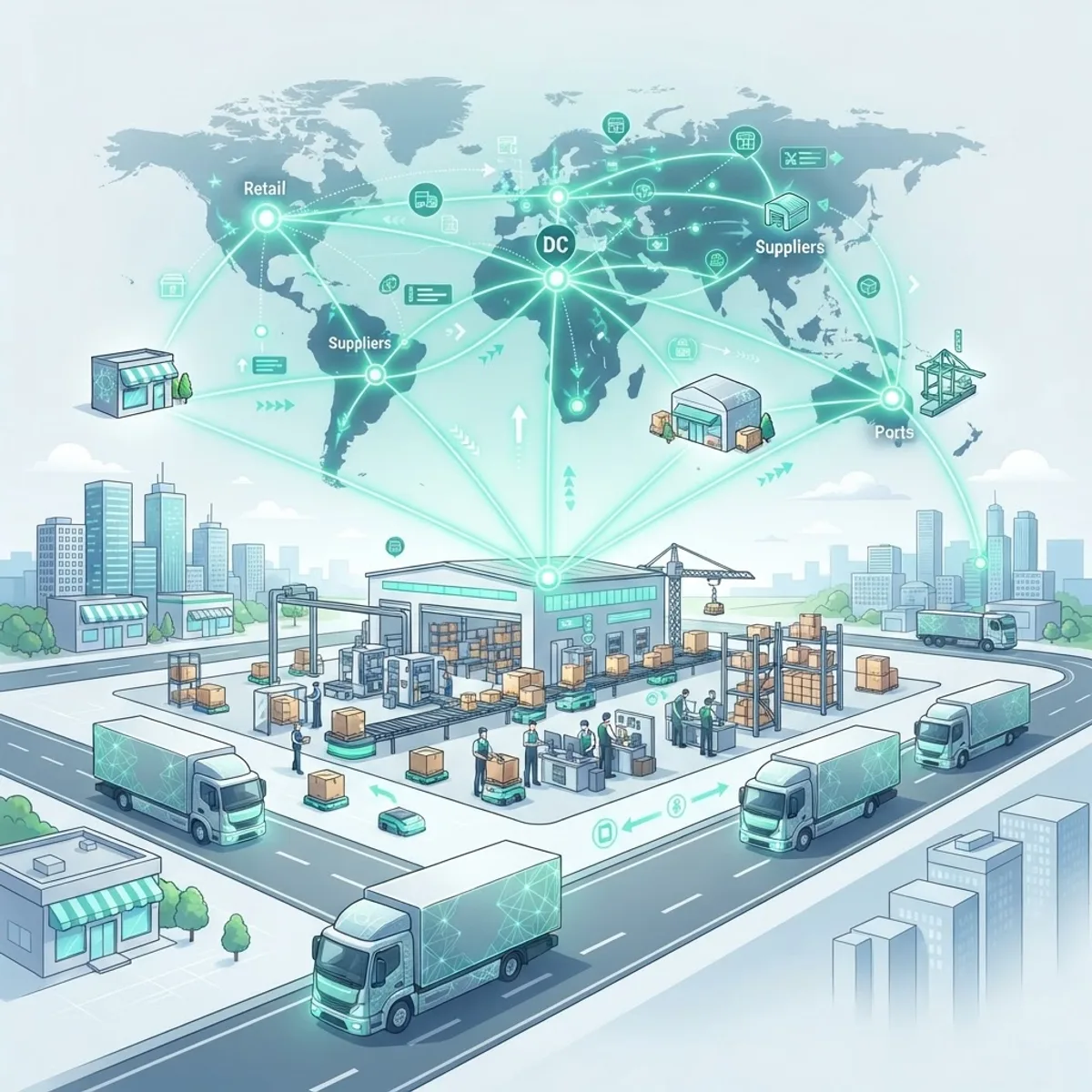 AI-optimized retail supply chain and logistics network