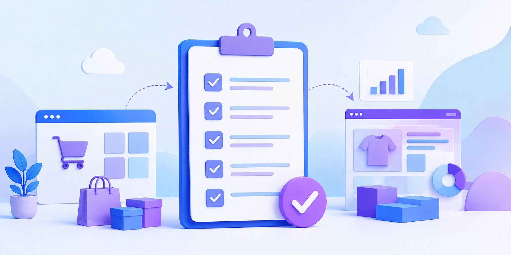 Ecommerce replatforming checklist cover illustration