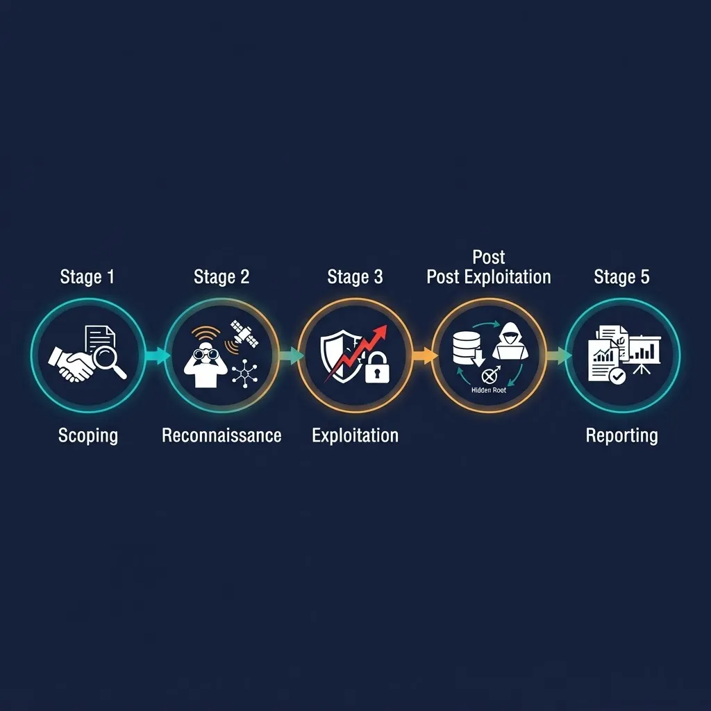 Penetration testing workflow from scoping through reporting