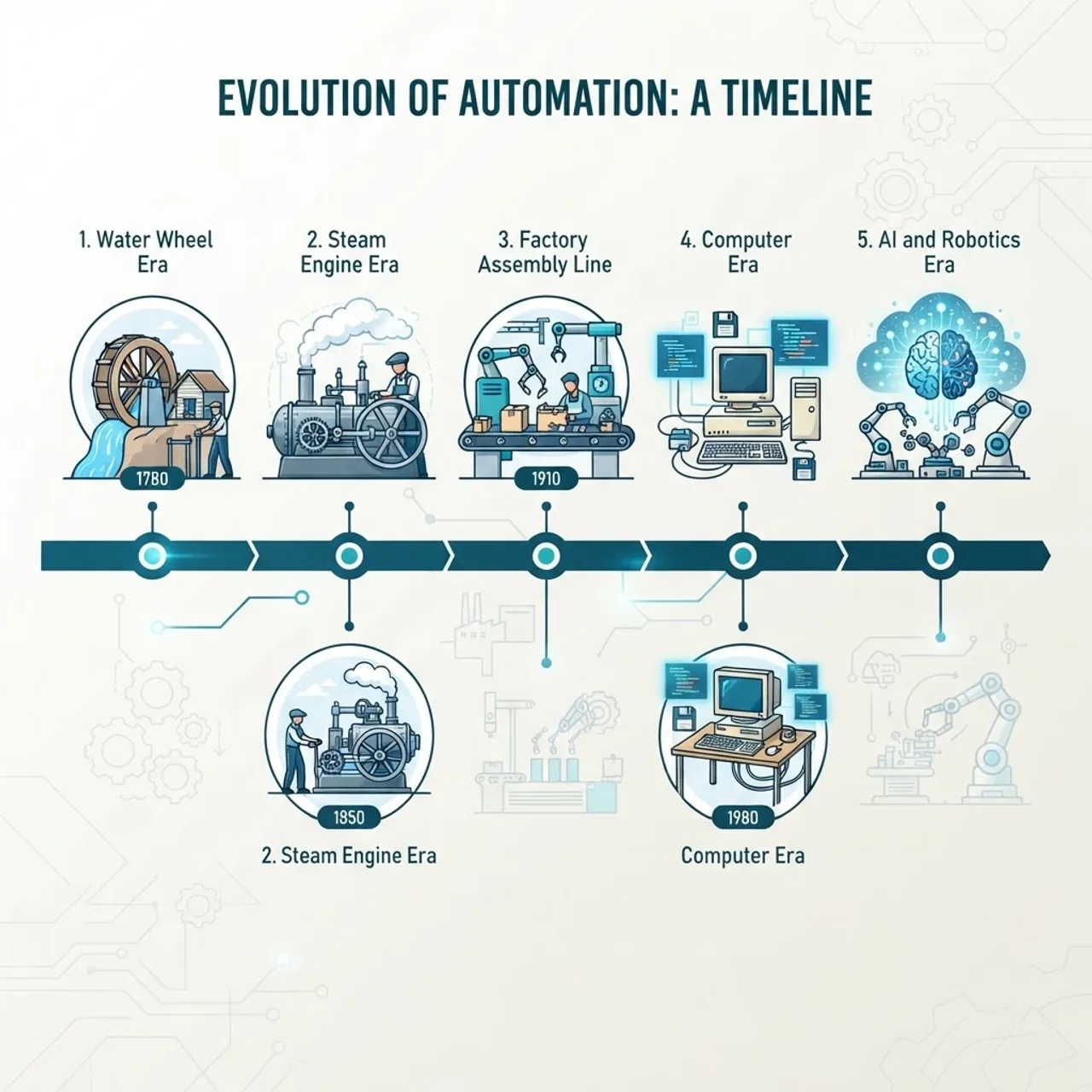 Timeline of automation from water wheels to artificial intelligence