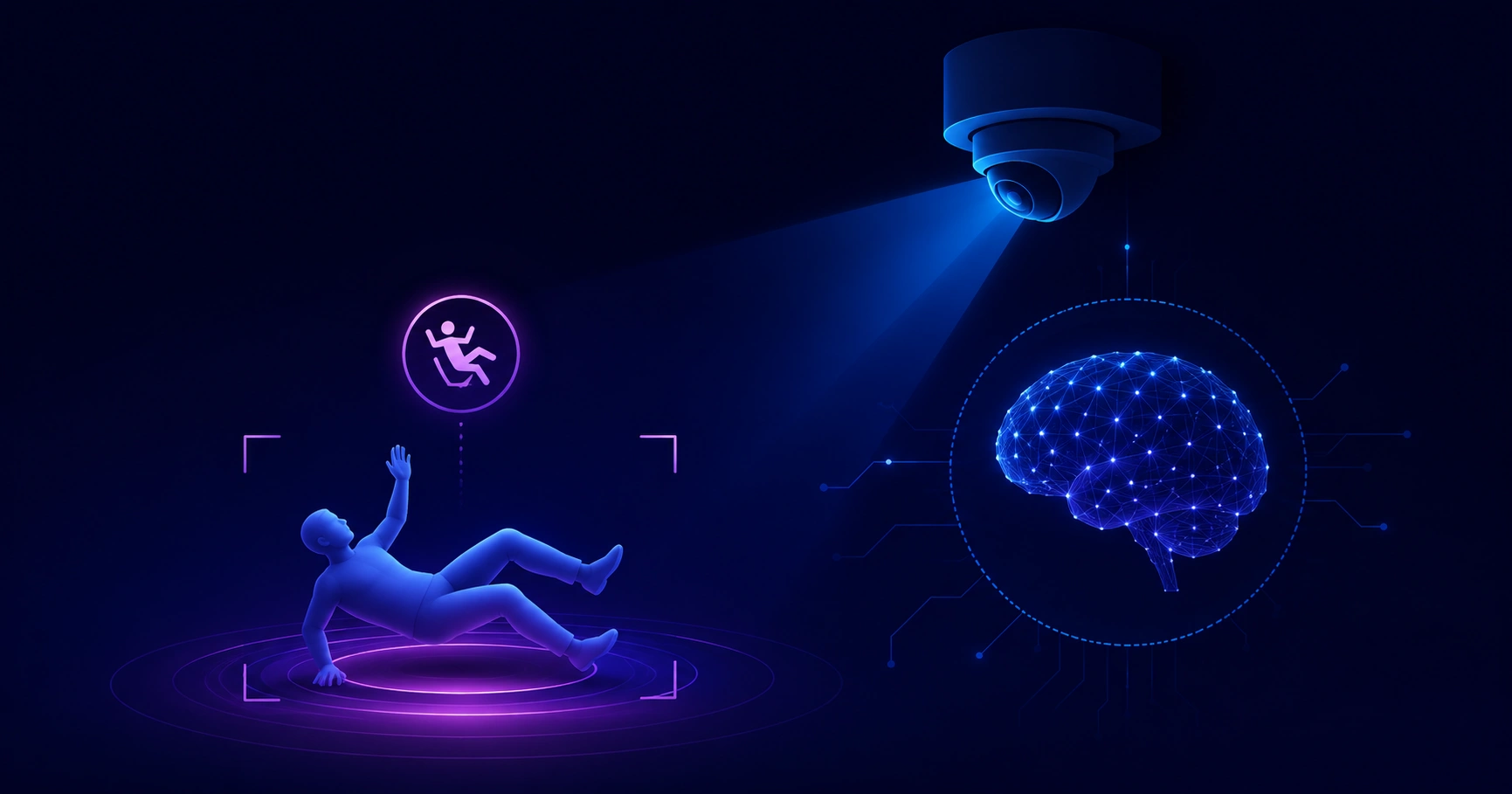 Fall detection artificial intelligence system monitoring an elderly person at home