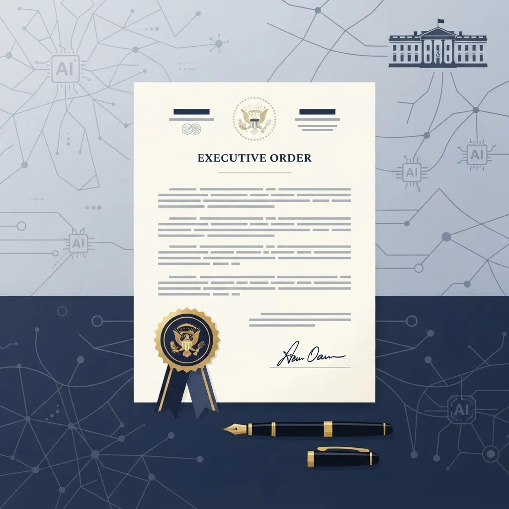 Federal AI executive order document illustration