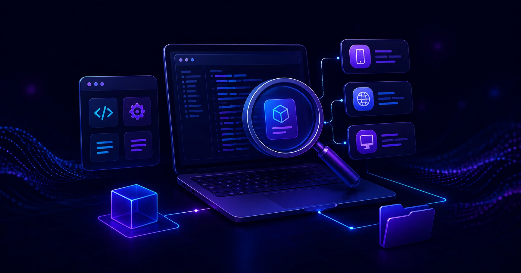 Developer searching for application development project leads on a laptop