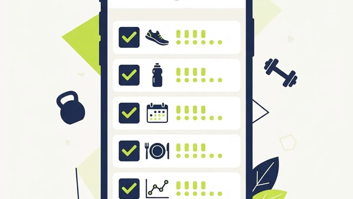 Fitness app core feature checklist illustration