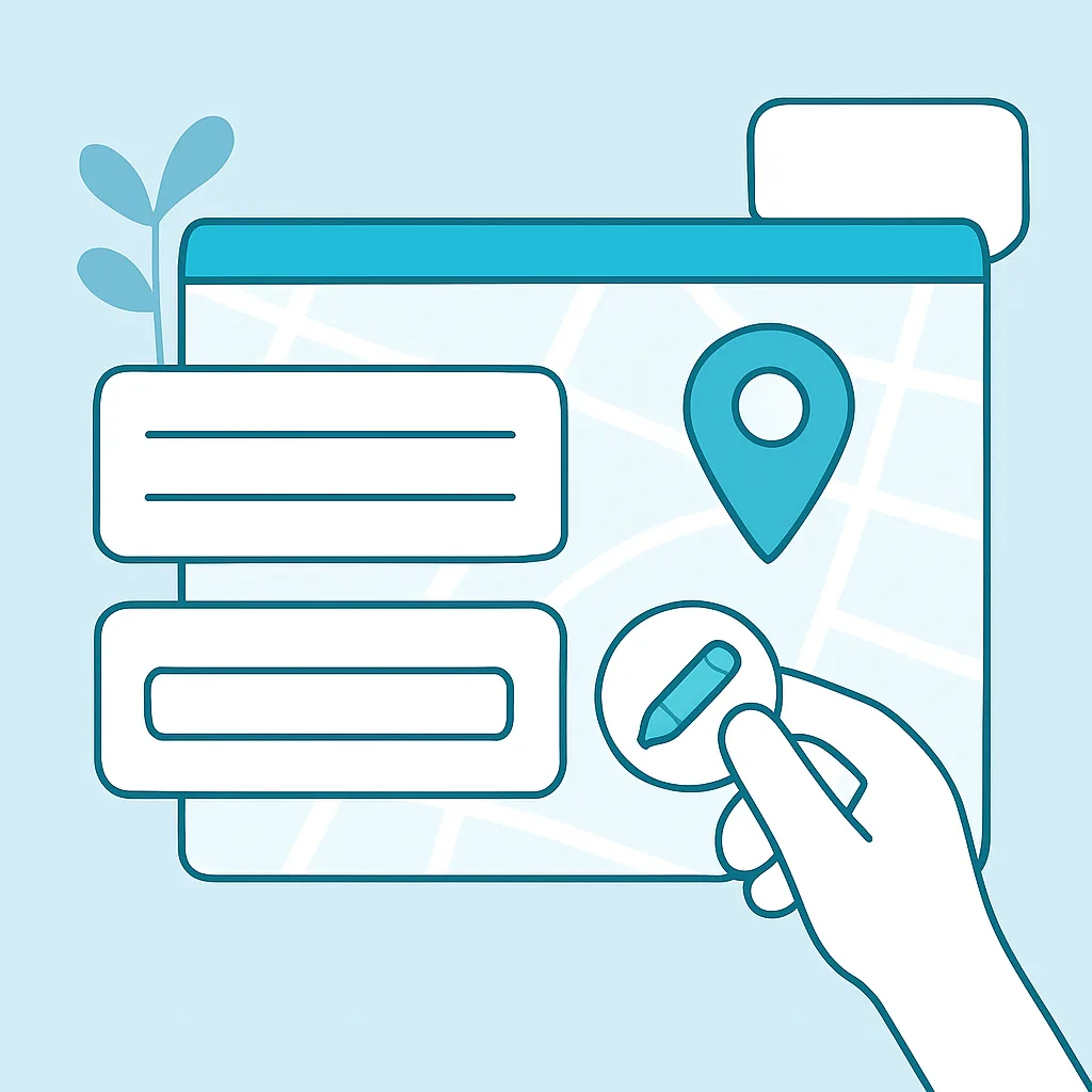 Editing business address details on a map interface
