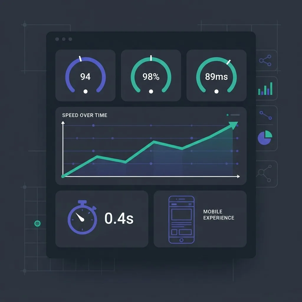 Core Web Vitals and performance gauges for a web framework