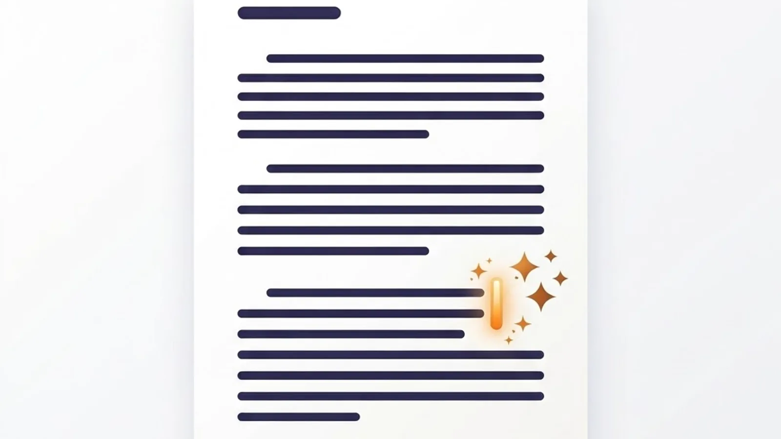 AI writing assistant illustration with document and sparkle icons