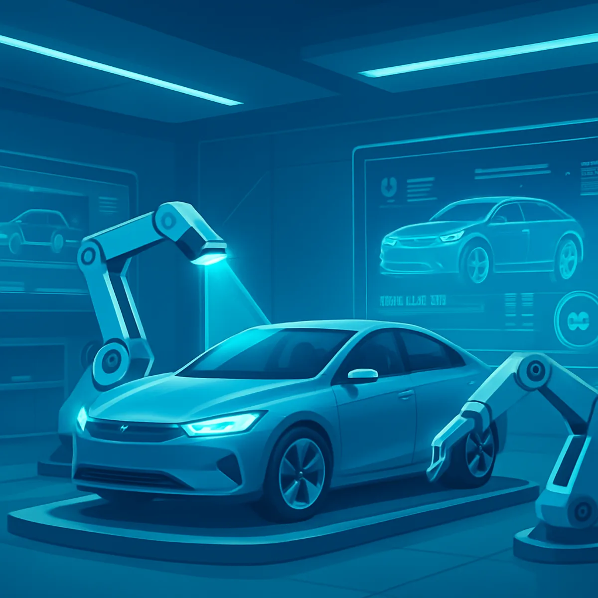 Future AI car repair shop