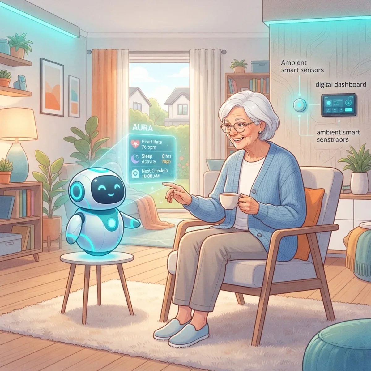 The future of AI in home care with companion robots and smart sensors