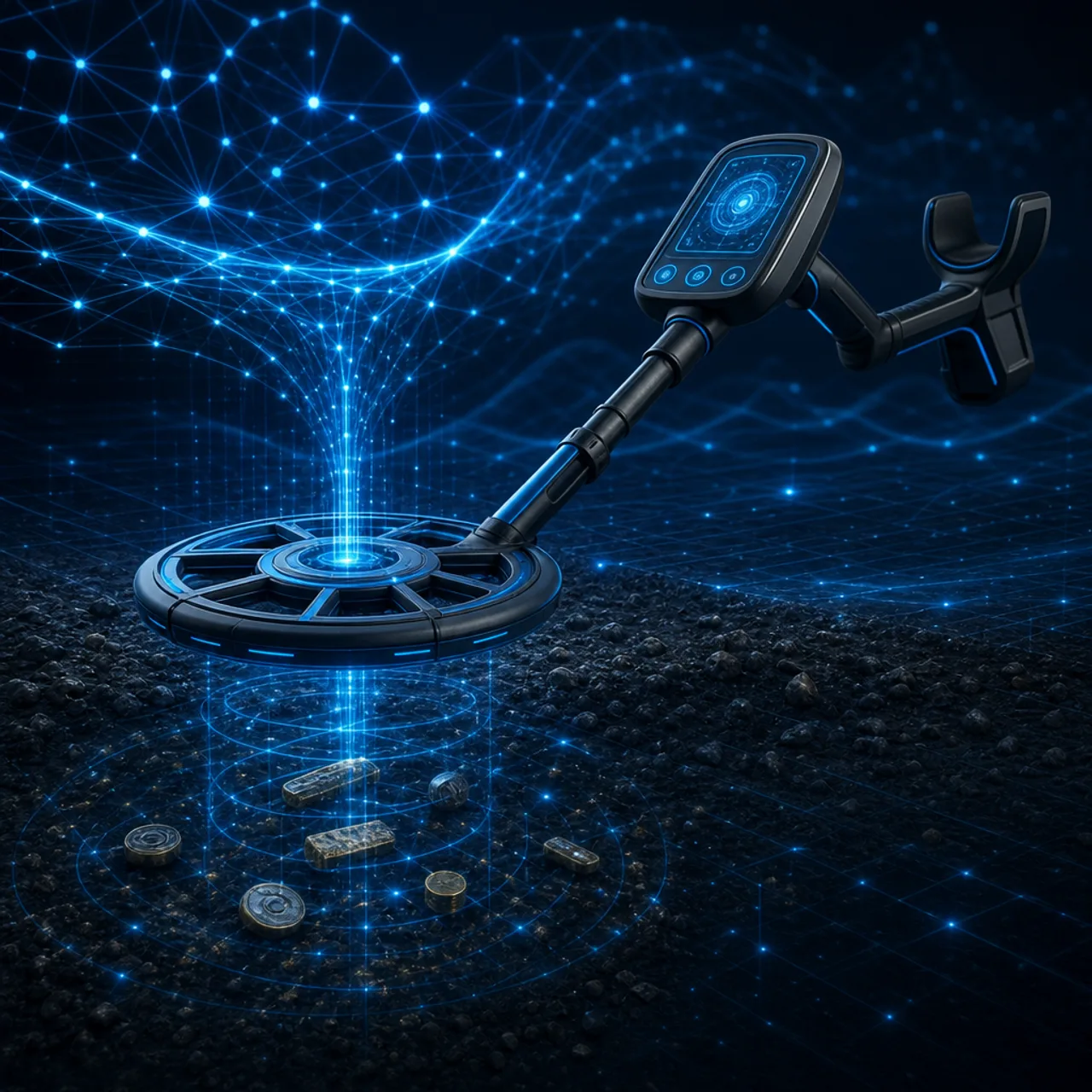 Futuristic next-generation AI metal detection technology concept