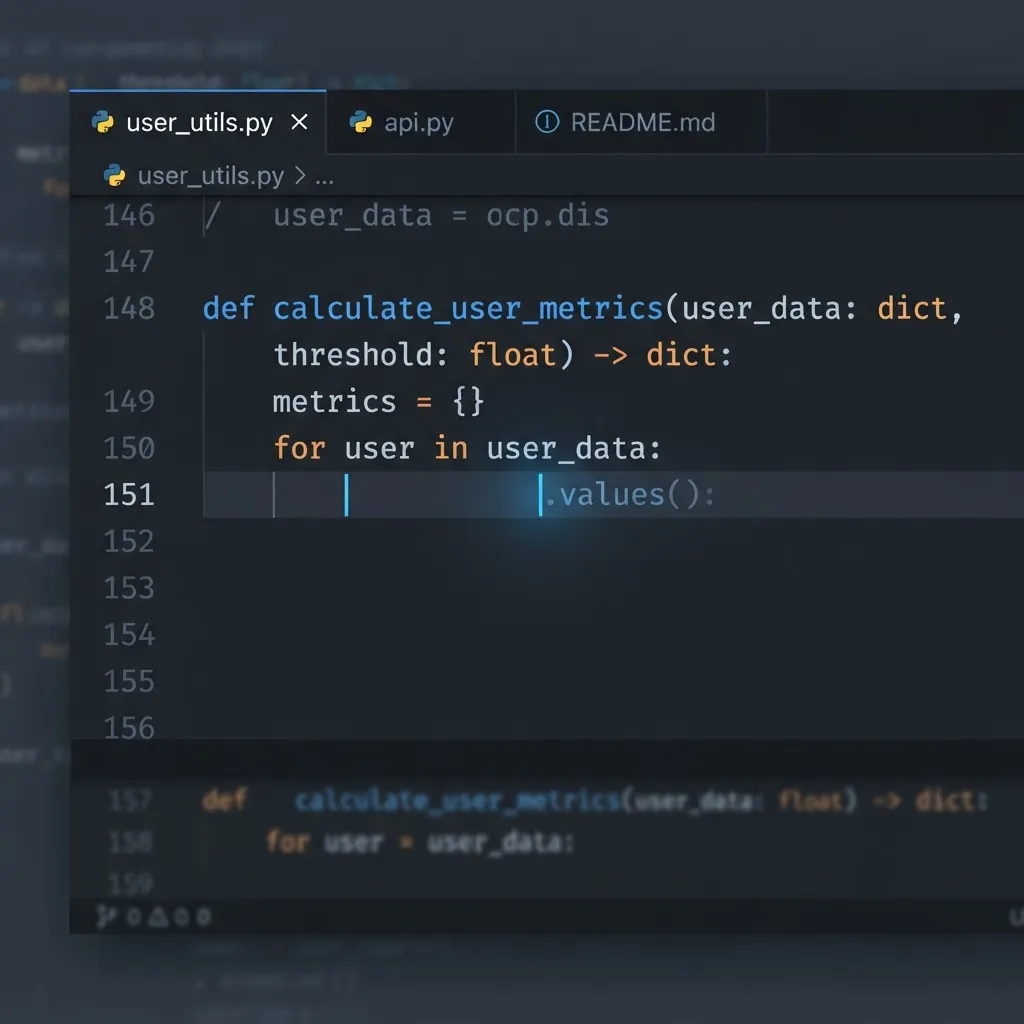 Inline AI autocomplete suggestion inside a Python function