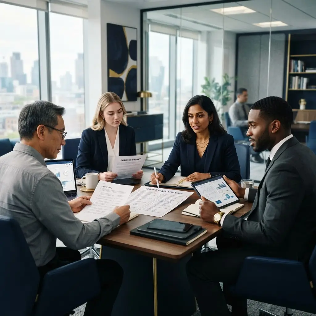 Team reviewing AI award eligibility requirements