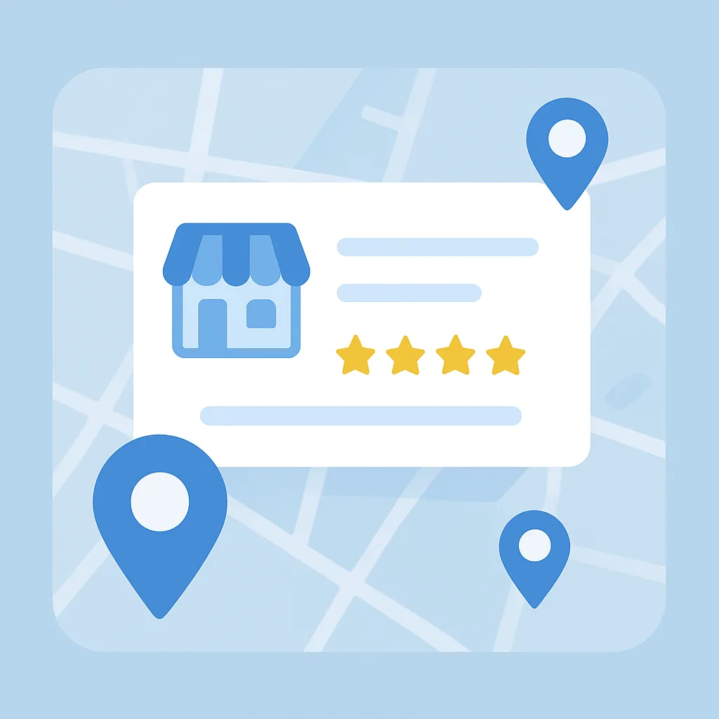Local business listing card with rating stars on a map