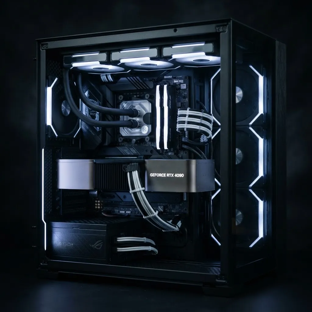 Graphics card installed in an open PC case