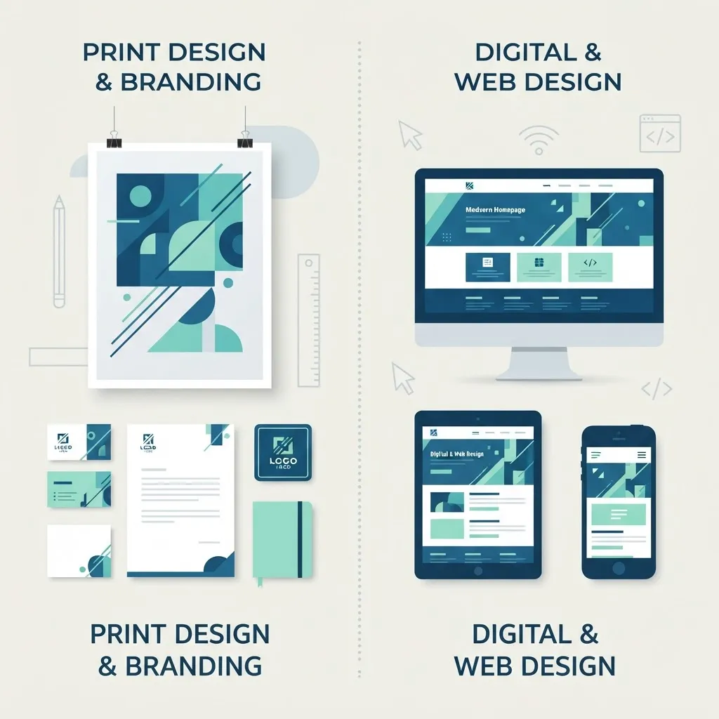 Comparison of graphic design deliverables and web design deliverables side by side