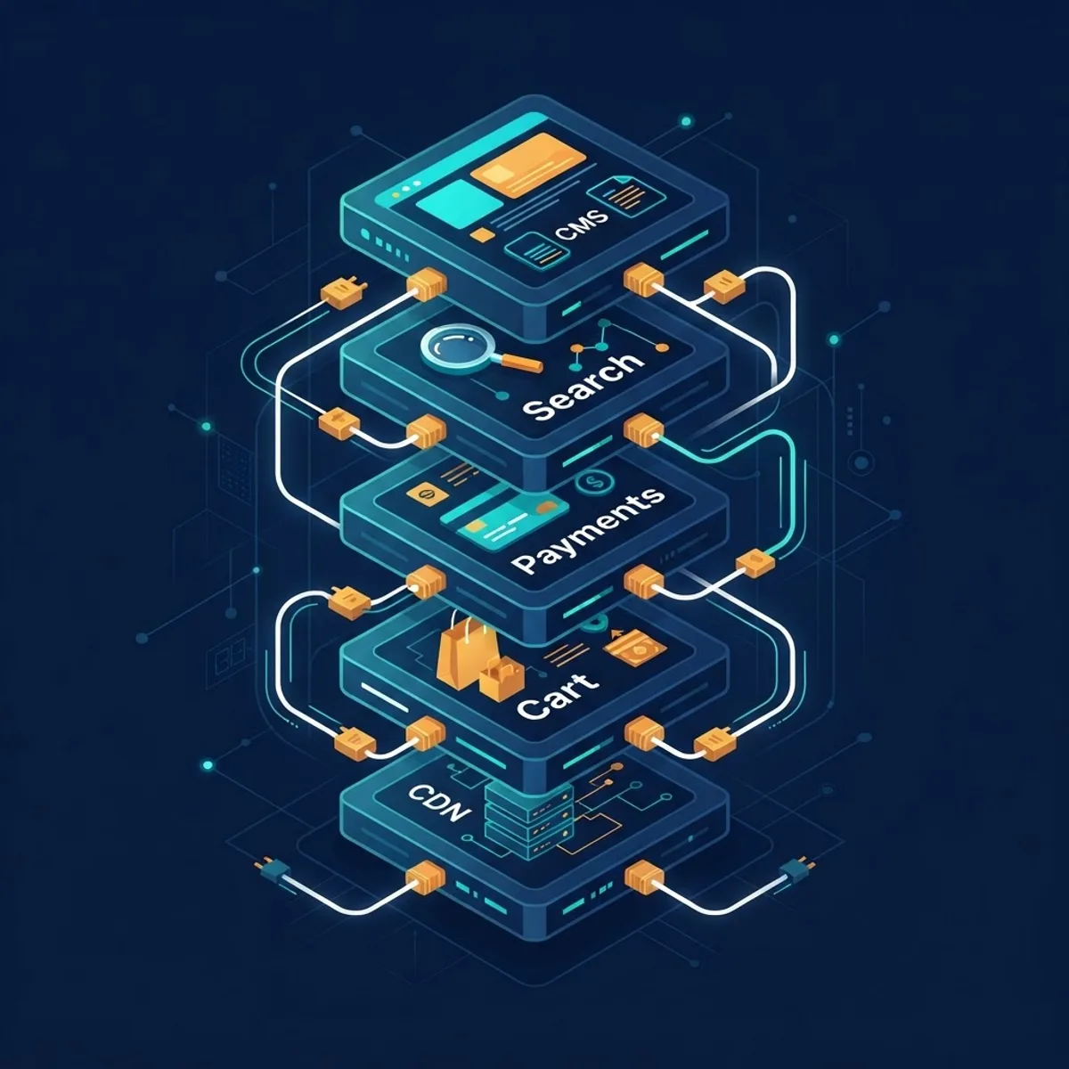 Composable headless commerce API integration stack layers