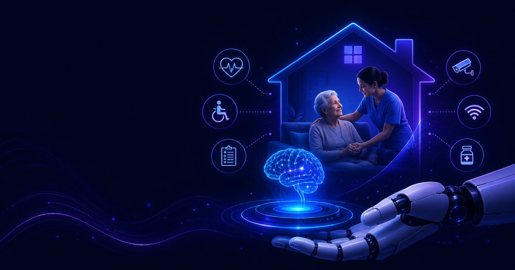 Home care artificial intelligence monitoring an elderly person at home