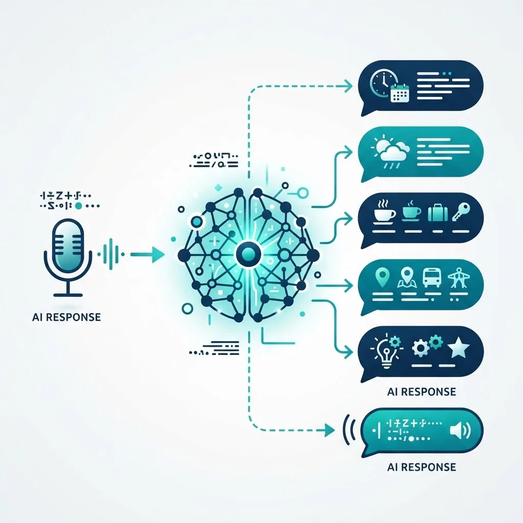 Diagram showing how an AI guest assistant processes natural language
