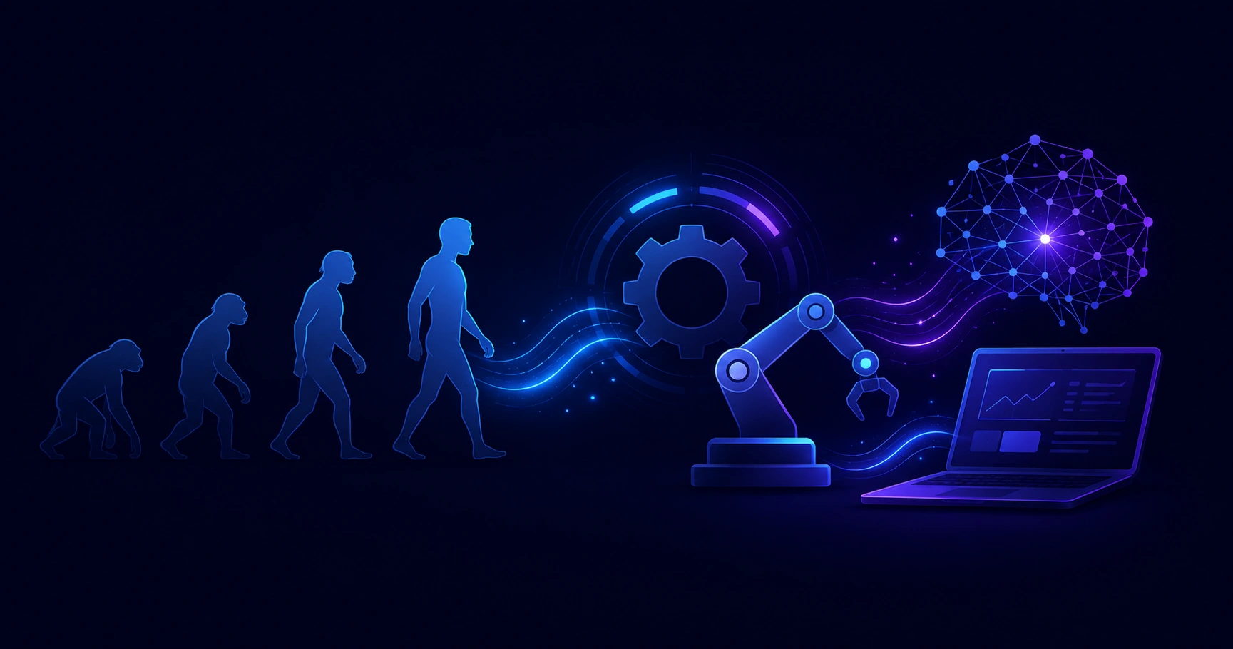 Evolution of automation from gears to AI cover illustration