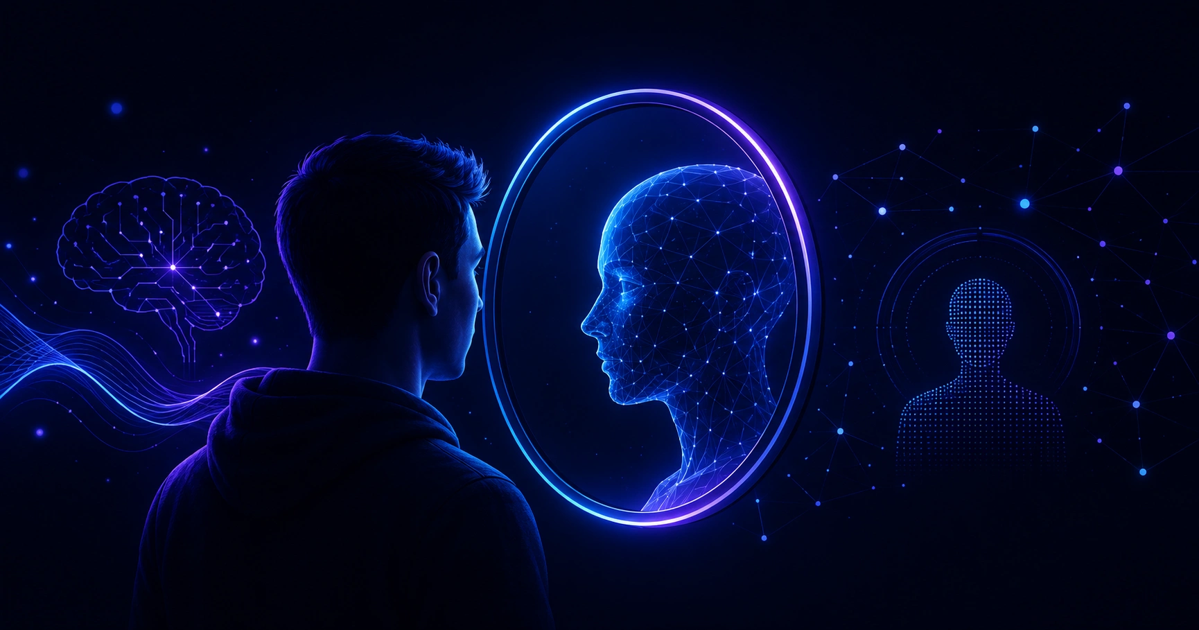 AI scanning a human face to measure normality
