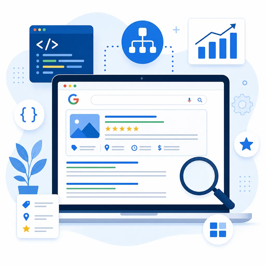 Schema markup boosting Google search rankings illustration