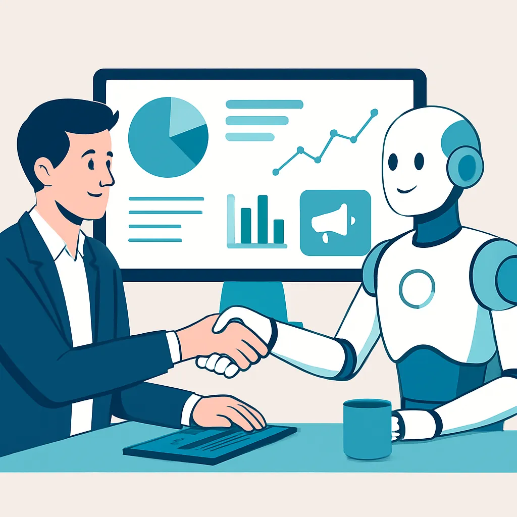 Human and AI marketing teamwork