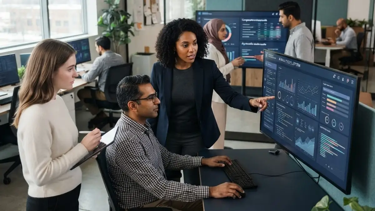 Data center infrastructure alongside business planning materials