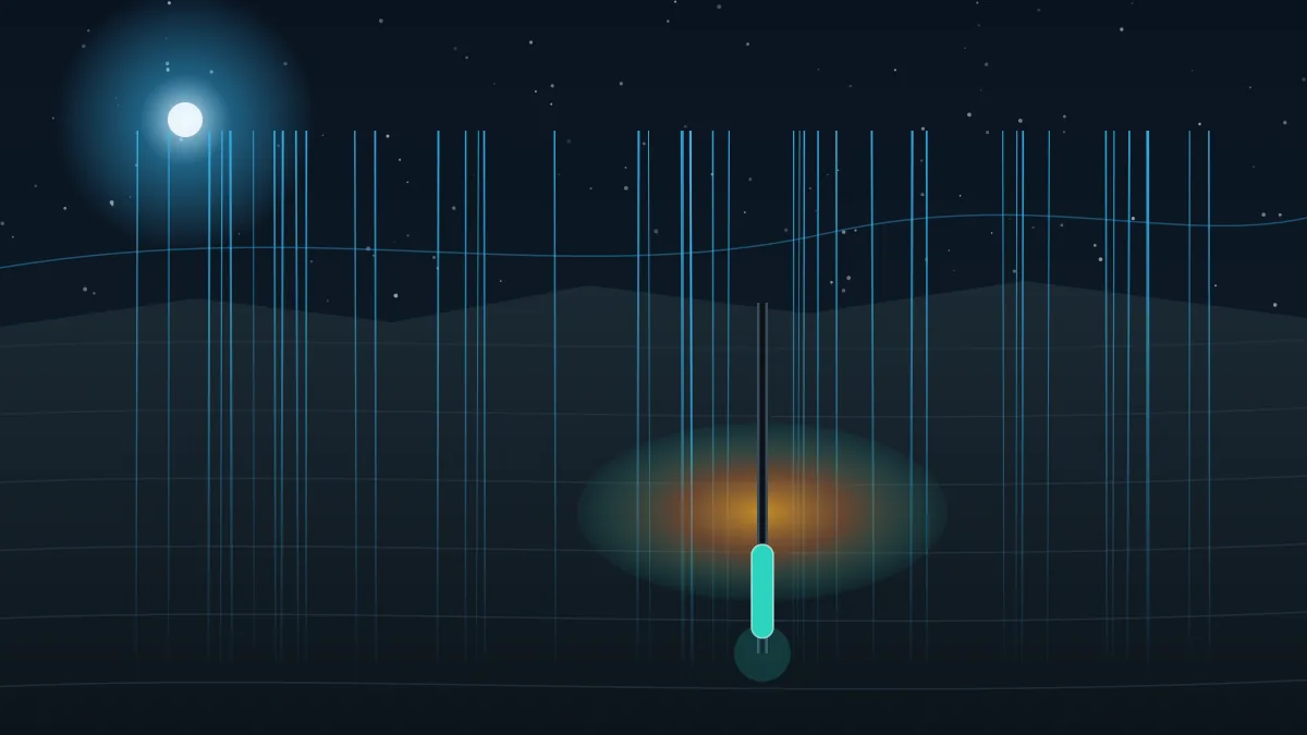 Cosmic-ray muons travelling from the atmosphere through rock into an underground Ideon AI sensor