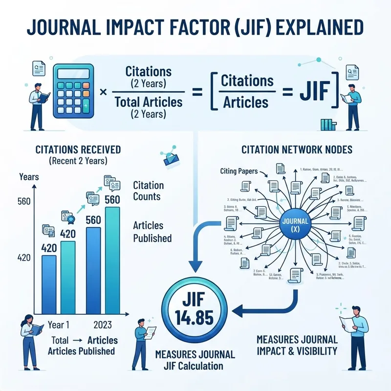 Illustration explaining how a journal impact factor is calculated