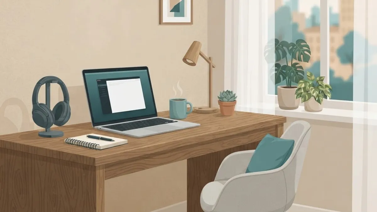 Tidy remote home office setup built for deep focus