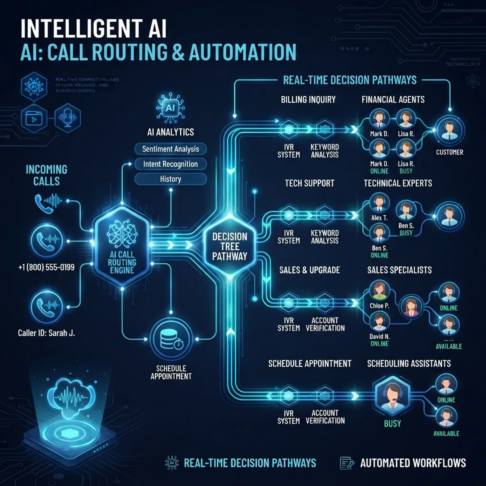 Intelligent AI call routing and automation network