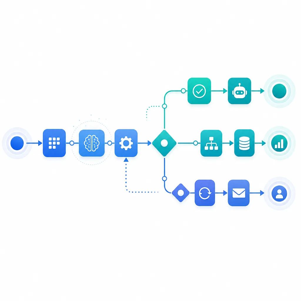 Intelligent intake workflow orchestration pipeline with connected nodes