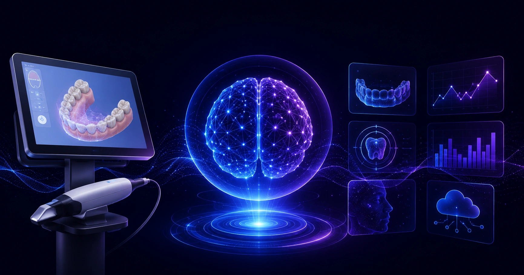 iTero artificial intelligence scanner with 3D tooth hologram