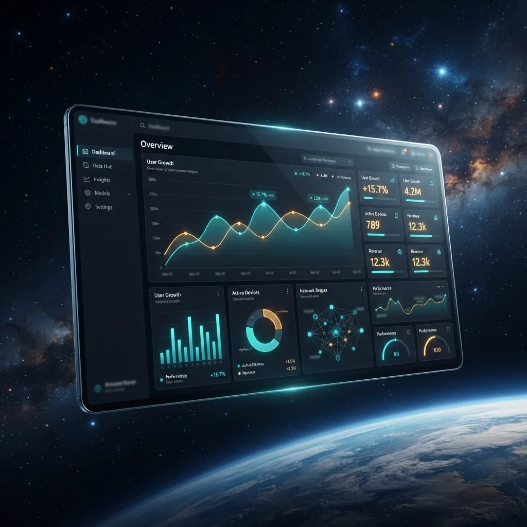 Dark mode AI analytics dashboard interface mockup