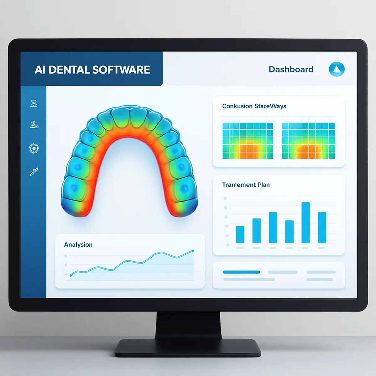 AI features dashboard with charts, metric cards, and panels