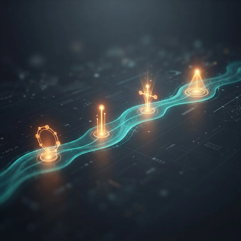 Phased AI implementation roadmap with milestone markers