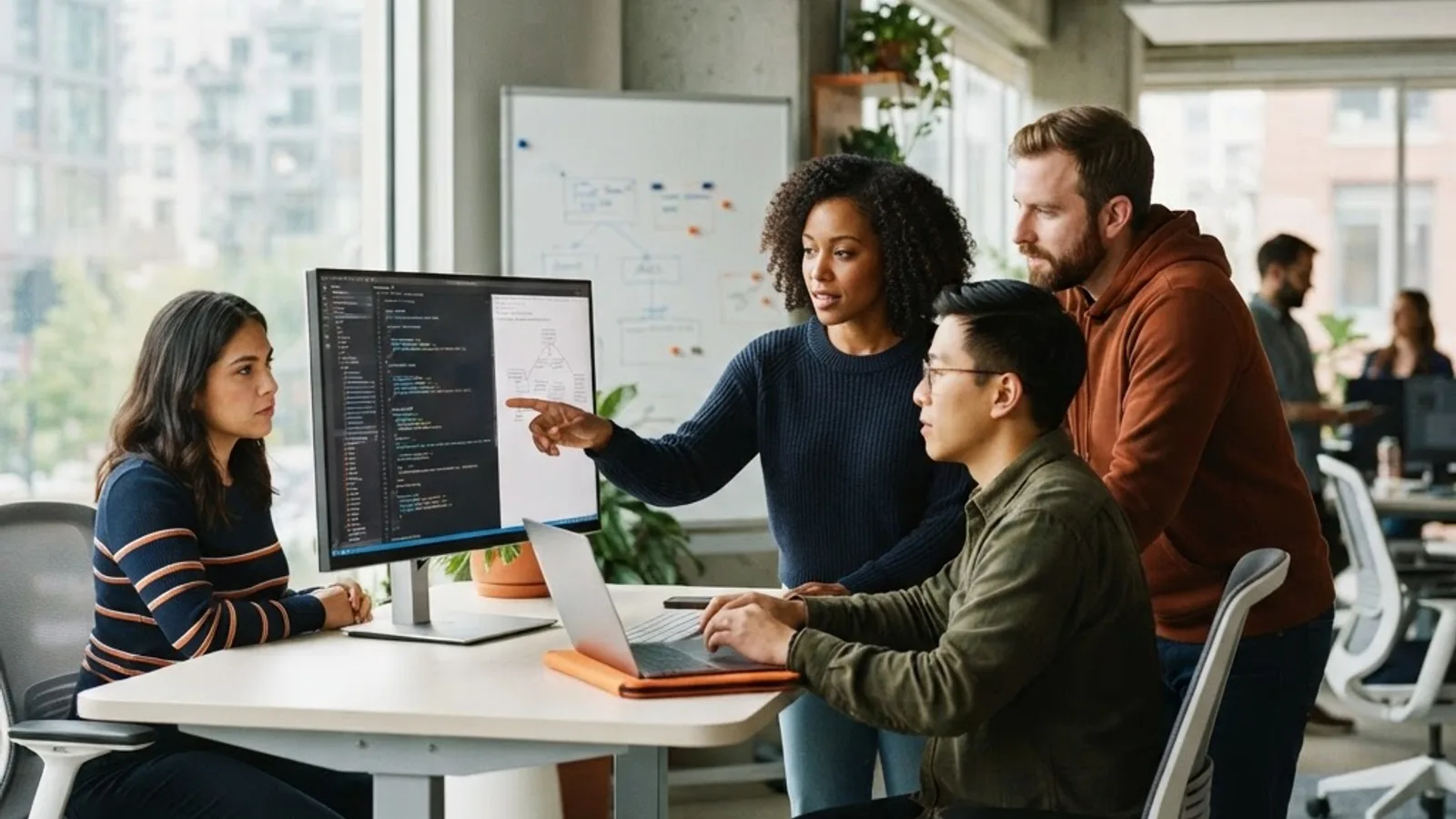 Software engineering team performing a Java code review