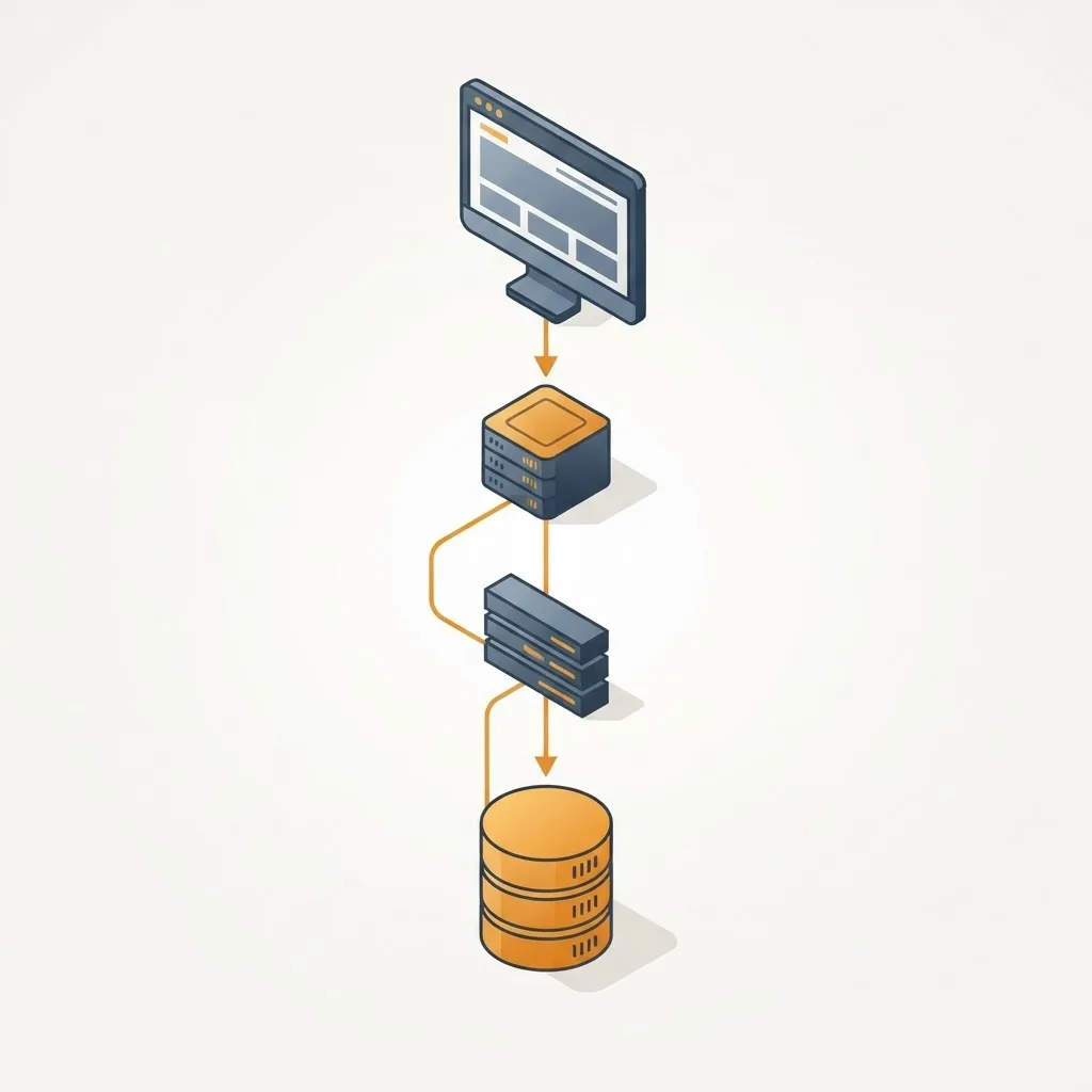 Full stack architecture diagram from client to database