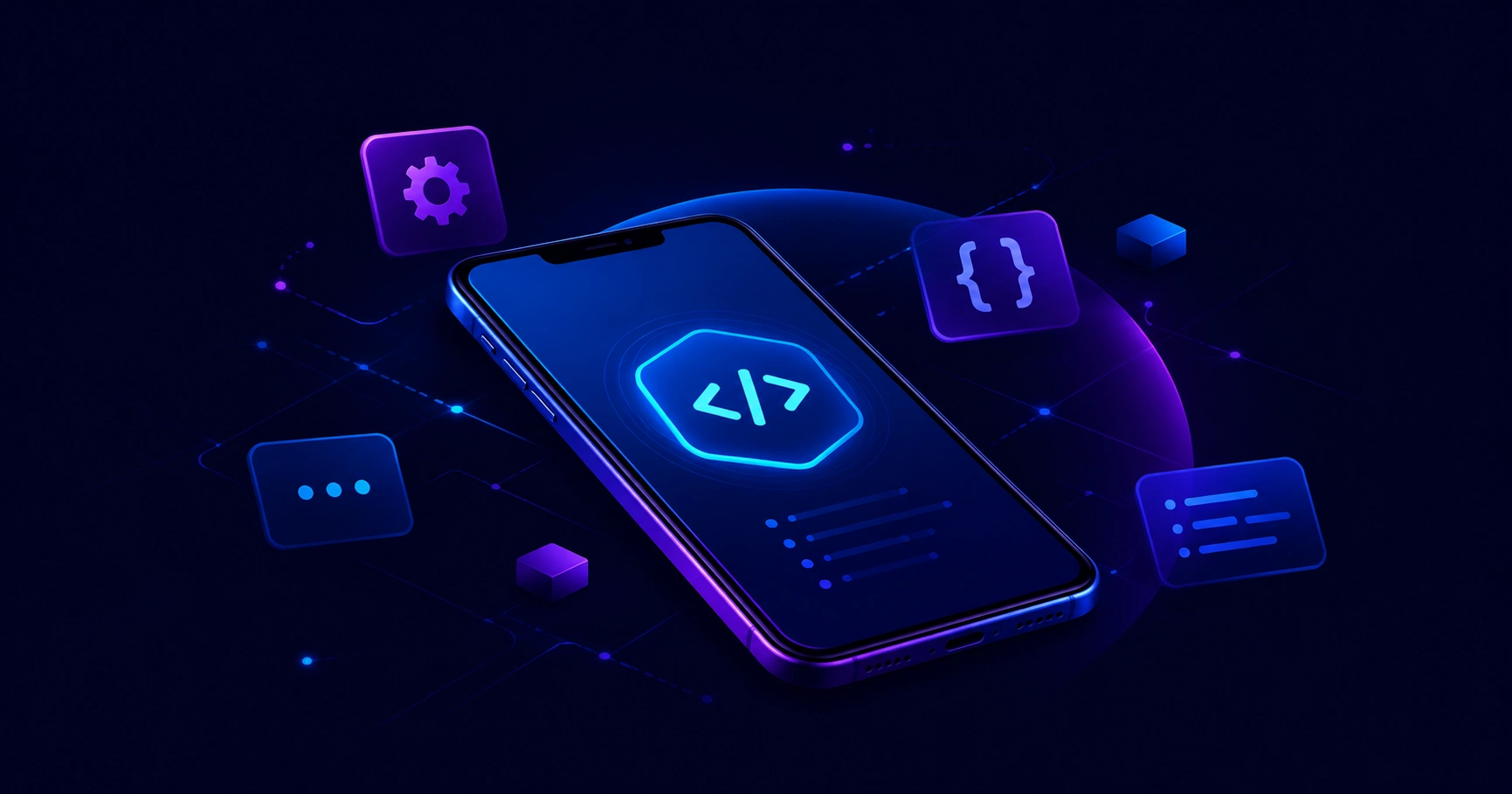 JavaScript mobile app development illustration