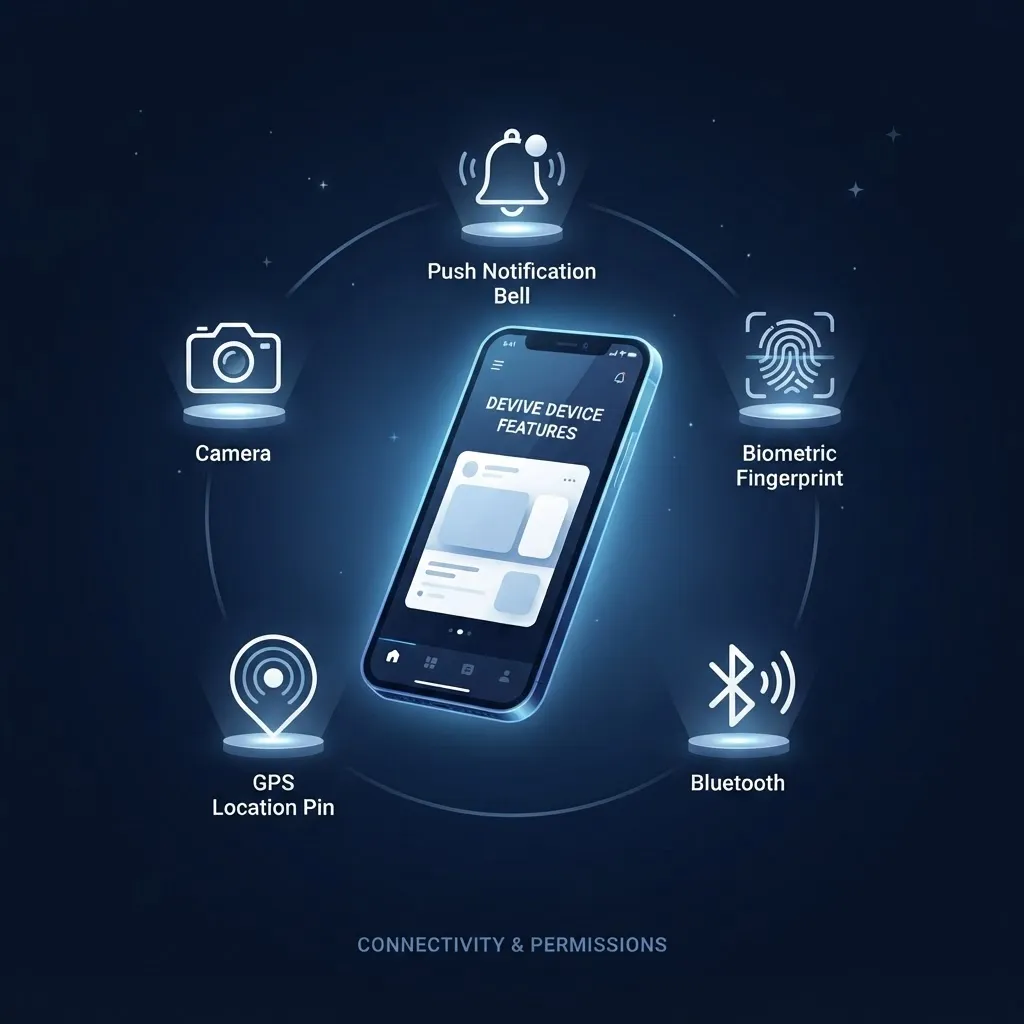 Native device features accessible from a JavaScript mobile app