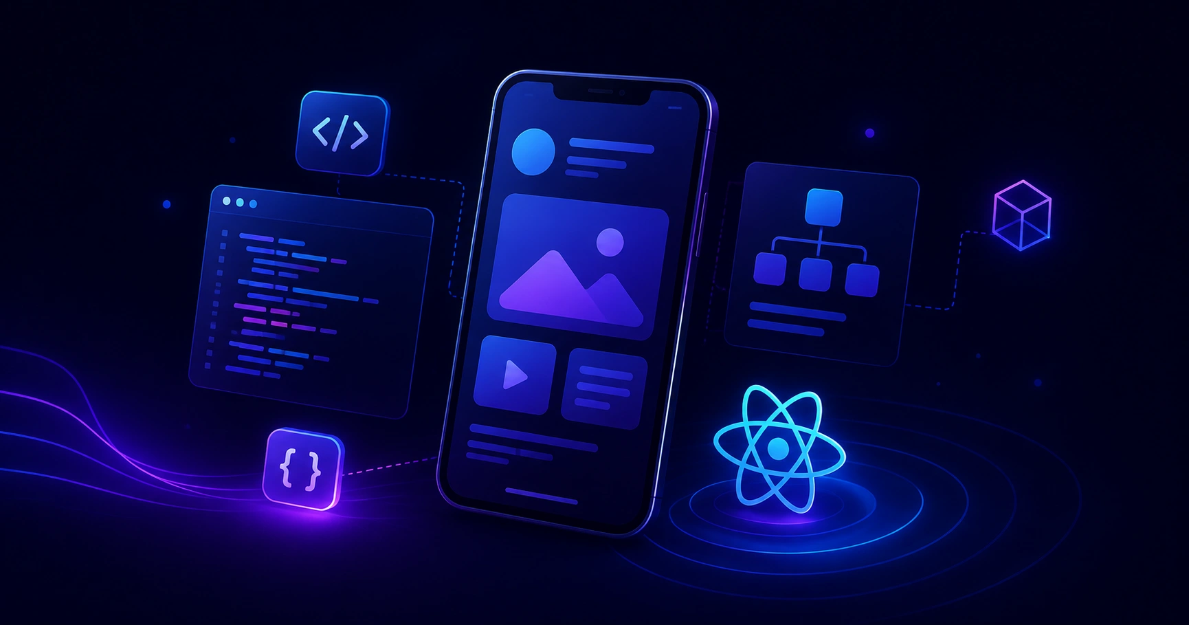 JavaScript mobile application development overview illustration