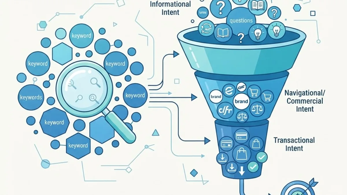 Keyword research and search intent mapping diagram
