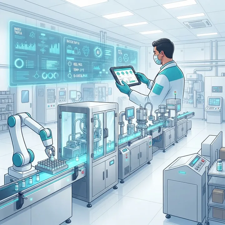 AI-driven pharmaceutical manufacturing execution line
